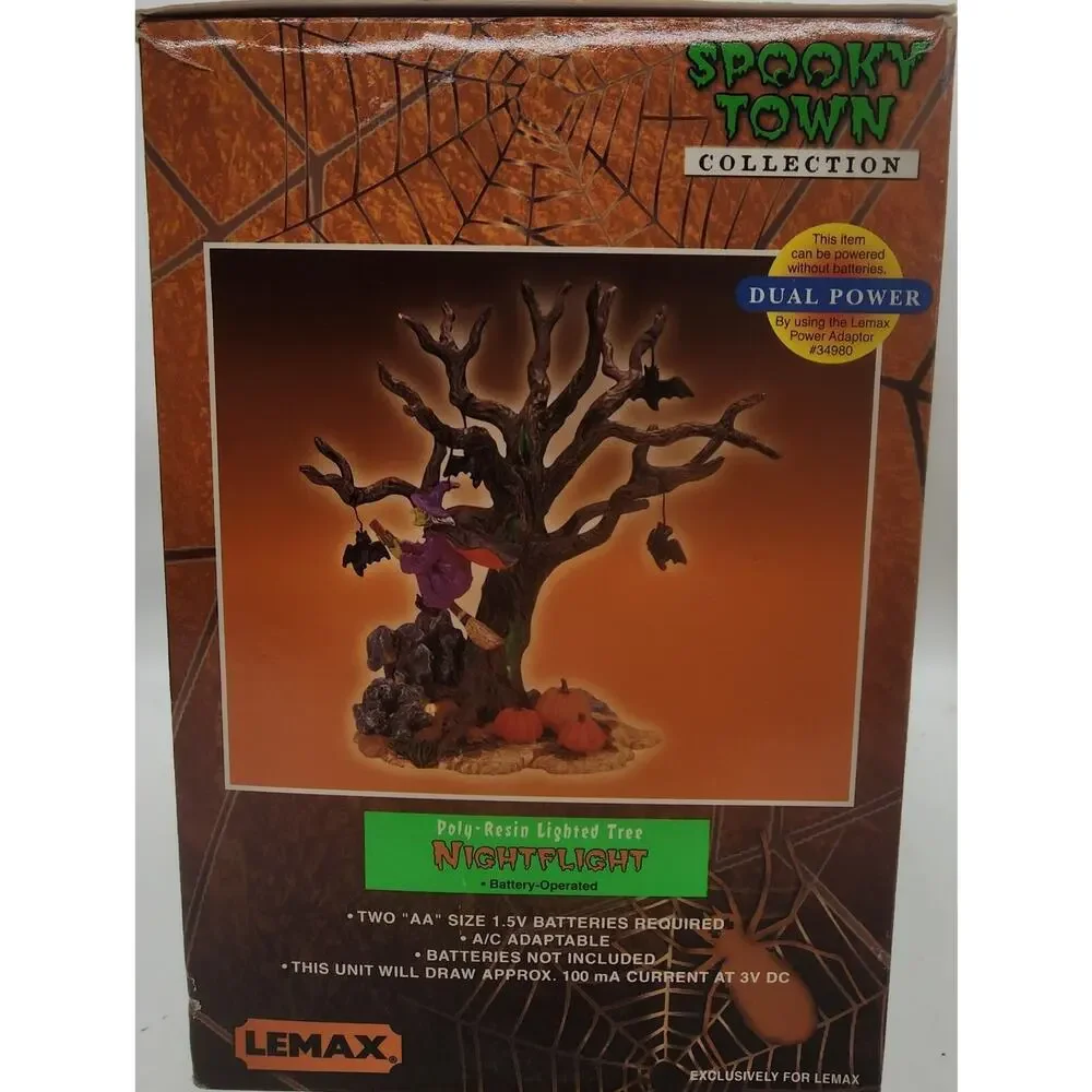 Lemax NIGHTFLIGHT Lighted Spooky Town Halloween Tree Witch 2002 Retired 24762A